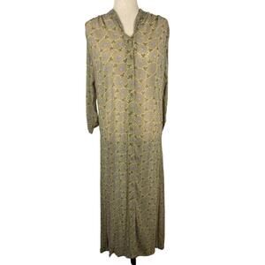 90s April Cornell Rayon Floral Maxi Button Front Sheer Dress Size Small FLAWED